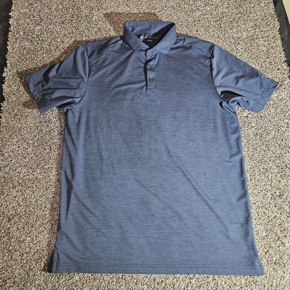 TravisMathew Mens Navy Blue Harbor Shores Golf Polo Shirt A46673N L
